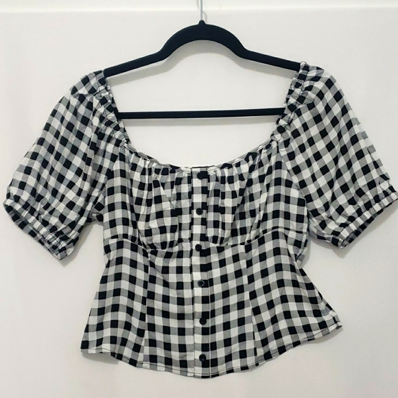Hot Topic Tops - Hot Topic Black and White Buffalo Check Size S